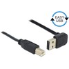 „Delock“ USB AM-BM 2.0 kabelis, 0,5 m, juodas, kampuotas aukštyn/žemyn, „Easy-USB“