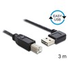 KABELIS USB-A(M)->USB-B(M) 2.0 3M KAMPINIS LEWO/PRAWO EASY-USB JUODA DELOCK