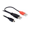 USB kabelis Delock miniUSB - 2x USB-A 1 m Juodas (82447)