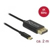 Delock Atrakinimo kabelis USB Type-C™ kištukas > Displayport kištukas DP-Alt režimas 4K 60 Hz 2 m