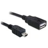 KABELIS USB MINI(M)->USB-A(F) 2.0 0.5M JUODA DELOCK