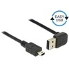 KABELIS USB MINI(M)->USB-A(M) 2.0 0.5M KAMPINIS GÓRA/DÓŁ EASY-USB JUODA DELOCK