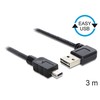 KABELIS USB MINI(M)->USB-A(M) 2.0 3M KAMPINIS LEWO/PRAWO EASY-USB JUODA (CANON) DELOCK