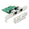 DELOCK PCI EXPRESS X1 2X RJ45 1GB TINKLO KORTELĖ, TAIKYKITE ŽEMUS PROFILIUS