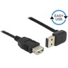 DELOCK ilgintuvas EASY-USB 2.0 tipo A kištukinis kištukas, nukreiptas aukštyn / žemyn > USB 2.0 Type-A moteriškas juodas 0,5 m