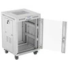 LANBERG laisvai pastatoma stelažinė spintelė 19/15U 600x600 stiklinių durelių LCD plokščias komplektas pilkas V2