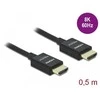 DELOCK HDMI koaksialinis M/M v2.1 kabelis 0.5m 8K 60Hz braiding juodas