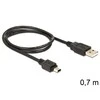 DELOCK Cable USB 2.0 mini B Standartinis 5 kontaktų 0,7 m