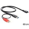 DELOCK kabelis USB 3.0 Y 1x USB 3.0 micro-B St+ USB 2.0-A St 20cm