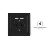 LANBERG AC-WS01-USB2-F-B AC sieninis lizdas schuko su 2 prievadų USB įkrovikliu Juodas