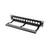 LANBERG patch panel blank 12 port 1U su organizatoriumi Keystone moduliams juodas