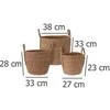 ProGarden 3 krepšelių rinkinys su rankenomis, rudas, universalus, įvairių dydžių, pinti krepšeliai