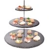 Excellent Houseware Akmens juoda serviravimo lėkštė 3 aukštų 31 cm