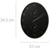 KOOPMAN Aluminio sieninis laikrodis su higrometru ir termometru, juodas auksinis, 27x34,5 cm