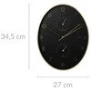 KOOPMAN Aluminio sieninis laikrodis su higrometru ir termometru, juodas auksinis, 27x34,5 cm