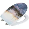 BALTIC WENKO slow-closing toilet seat with a sunset print, 38.8 x 45 cm, thermoplastic.