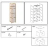 5five Simply Smart Bamboo Aukšta bambukinė knygų lentyna TIDY su 5 medžiaginiais krepšeliais, aukštis 144,3 cm