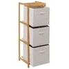 5five Simply Smart Bamboo Aukšta TIDY bambukinė lentyna su 3 medžiaginiais krepšeliais, aukštis 109,5 cm