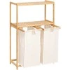 5five Simply Smart Bamboo Bambukinė lentyna su skalbinių krepšeliu TIDY BOX, 72 x 33 x 109 cm