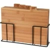 Excellent Houseware PIECES Bambukinės pjaustymo lentos, 4 dalys ant metalinio stovo