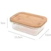 Excellent Houseware Virtuvinis indas su dangteliu bambukas maistui stiklinis su su sandarikliu 370 ml nepralaidus