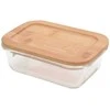 Excellent Houseware Virtuvinis indas su dangteliu bambukas maistui stiklinis su su sandarikliu 370 ml nepralaidus