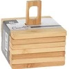 Excellent Houseware Padėkliukai puodeliams bambukinė su stovu 9x9 cm 6 vnt.