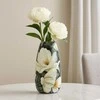 Home Styling Collection Vaza metalinė 30cm, baltos gėlės
