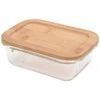 Excellent Houseware Virtuvinis indas su dangteliu bambukas maistui stiklinis su su sandarikliu 370 ml nepralaidus
