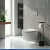 Juodas 3-in-1 toilet stand WENKO ALBELLA, with a shelf for a phone.