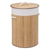 5five Simply Smart Bamboo Skalbinių krepšelis BAMBUKAS, apvalus su dangteliu, 48 l