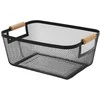 Storage Solutions Metalinis krepšelis su medinėmis rankenomis, 35,5 x 23 x 16 cm