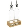 5five Simply Smart Bamboo Aliejaus ir acto buteliai su dozatoriumi + bambuko lentyna