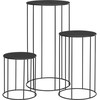Augalų stovų rinkinys, metalinis, juodas, 16 × 16 × 19 / 18 × 18 × 29 / 21 × 21 × 39 cm, 3 vnt.