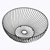 5five Simply Smart Ažūrinis vaisių dubuo iš juodo lenkto metalo ant trijų rutulinių kojelių BLAC TORSADE FRUIT BASKET 30cm