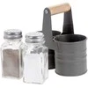 Excellent Houseware Pepper and salt set in metal basket, 13 x 6 cm, juodas