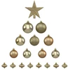 Fééric Lights and Christmas Auksinių kalėdinių papuošalų rinkinys su žvaigždute, 18 elementų