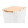 5five Simply Smart Bamboo Plastikinė šiukšlių dėžė su bambukiniu dangteliu, 5L, baltas
