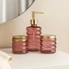 Bathroom Solutions PIECES HUM vonios kambario rinkinys, stiklinis dozatorius, puodelis, indelis, 3 dalys