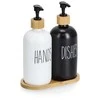 Zeller Skysčių ir muilo dozatorių rinkinys su bambukiniu stovu, 2 x 500 ml