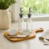 KOOPMAN Serving set of 6 pieces, wooden tray with bowls and bottles, 32.5 x 19.5 cm