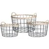 Asj Commerce 3 dekoratyvinių krepšelių rinkinys, pagamintas iš metalo, ovalus
