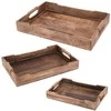 Excellent Houseware Easy 3 mango padėklų rinkinys, kaimiško stiliaus, nešiojimo rankenos, lengvas sandėliavimas, patvari medžiaga, ruda spalva