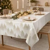Fééric Lights and Christmas Holiday tablecloth with auksinis Christmas trees, polyester, 140 x 240 cm