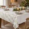 Fééric Lights and Christmas Holiday tablecloth with auksinis Christmas trees, polyester, 140 x 240 cm