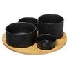 Secret De Gourmet Bamboo Akmens užkandžių dubenėlio rinkinys ant bambuko padėklo