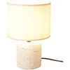 Home Styling Collection Lamp Stalinė lempa su cementiniu pagrindu, lininiu gaubtu, Ø 20,5 x 31 cm
