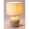 Home Styling Collection Lamp Stalinė lempa su apvaliu cementiniu pagrindu, lininiu gaubtu, Ø 32 x 47 cm