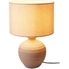 Home Styling Collection Lamp Stalinė lempa su apvaliu cementiniu pagrindu, lininiu gaubtu, Ø 32 x 47 cm