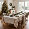 Fééric Lights and Christmas Festive tablecloth with golden Christmas trees, polyester
